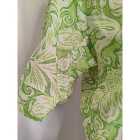 Vintage L'Aiglon Blouson Resort Style Paisley Lime Green Short Sleeves Dress - Picture 8 of 11